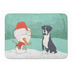 CK2035RUG Black Boxer & Snowman Christmas Machine Washable Memory Foam Mat