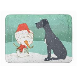 CK2039RUG Black Great Dane & Snowman Christmas Machine Washable Memory Foam Mat