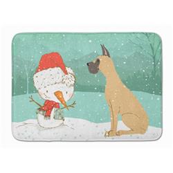 Cropped Fawn Great Dane Snowman Christmas Machine Washable Memory Foam Mat