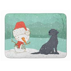 Black Labrador Snowman Christmas Machine Washable Memory Foam Mat
