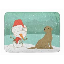 CK2048RUG Chocolate Labrador Snowman Christmas Machine Washable Memory Foam Mat