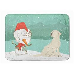CK2049RUG Yellow Labrador Snowman Christmas Machine Washable Memory Foam Mat