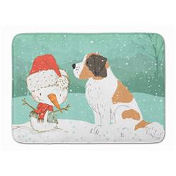 CK2050RUG Saint Bernard Snowman Christmas Machine Washable Memory Foam Mat