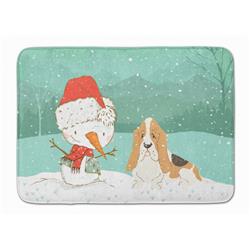 Basset Hound Snowman Christmas Machine Washable Memory Foam Mat