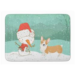 Pembroke Corgi Snowman Christmas Machine Washable Memory Foam Mat