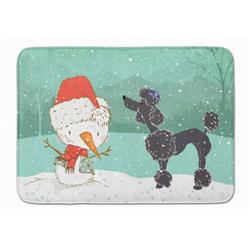 CK2064RUG Black Poodle Snowman Christmas Machine Washable Memory Foam Mat