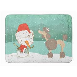 CK2065RUG Chocolate Poodle Snowman Christmas Machine Washable Memory Foam Mat