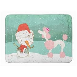 Pink Poodle Snowman Christmas Machine Washable Memory Foam Mat