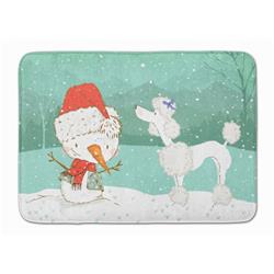 CK2067RUG White Poodle Snowman Christmas Machine Washable Memory Foam Mat
