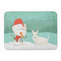 Wheaten Scottish Terrier Snowman Christmas Machine Washable Memory Foam Mat