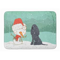 CK2070RUG Black Spaniel Snowman Christmas Machine Washable Memory Foam Mat