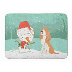 CK2072RUG Red Spaniel Snowman Christmas Machine Washable Memory Foam Mat