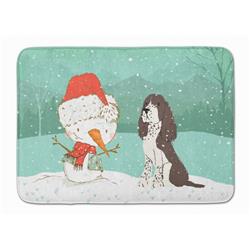 Brown English Springer Spaniel Snowman Christmas Machine Washable Memory Foam Mat