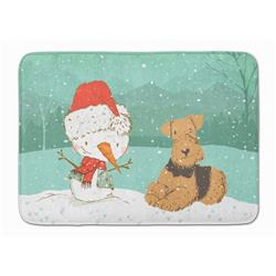 CK2078RUG Airedale Terrier Snowman Christmas Machine Washable Memory Foam Mat