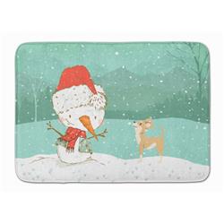 Tan Chihuahua Snowman Christmas Machine Washable Memory Foam Mat