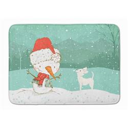 White Chihuahua Snowman Christmas Machine Washable Memory Foam Mat