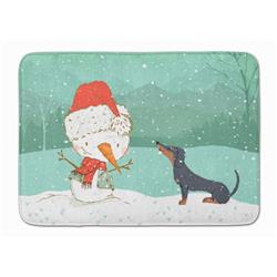Black Tan Dachshund Snowman Christmas Machine Washable Memory Foam Mat