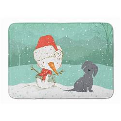 CK2092RUG Black Maltese Snowman Christmas Machine Washable Memory Foam Mat