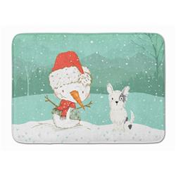 Black & White Terrier Snowman Christmas Machine Washable Memory Foam Mat