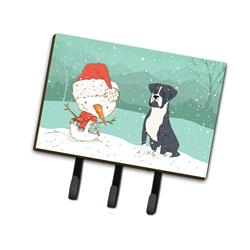 Black Boxer & Snowman Christmas Leash or Key Holder