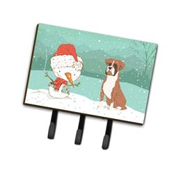 Fawn Boxer & Snowman Christmas Leash or Key Holder