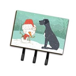 Black Great Dane & Snowman Christmas Leash or Key Holder
