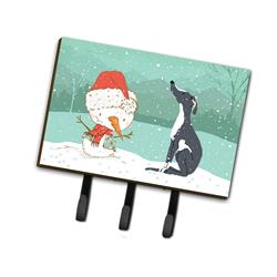 CK2044TH68 Black Greyhound Snowman Christmas Leash or Key Holder