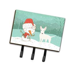CK2058TH68 White Bull Terrier Snowman Christmas Leash or Key Holder