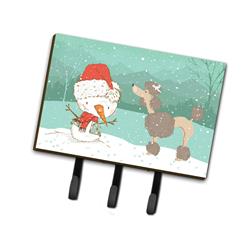 Chocolate Poodle Snowman Christmas Leash or Key Holder