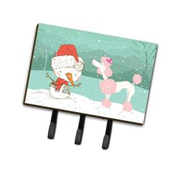Pink Poodle Snowman Christmas Leash or Key Holder
