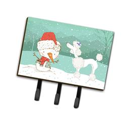 White Poodle Snowman Christmas Leash or Key Holder