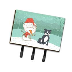 Black Staffie Snowman Christmas Leash or Key Holder