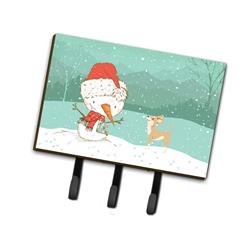 Tan Chihuahua Snowman Christmas Leash or Key Holder