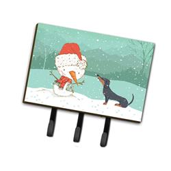 CK2083TH68 Black Tan Dachshund Snowman Christmas Leash or Key Holder