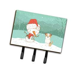 Brown & White Terrier Snowman Christmas Leash or Key Holder