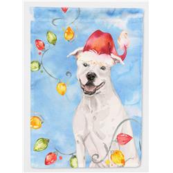 Christmas Lights White Staffie Bull Terrier Flag Canvas House Size