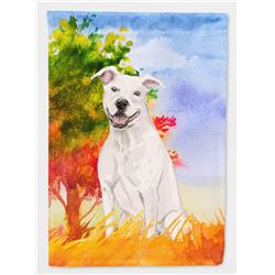 Fall White Staffie Bull Terrier Flag Canvas House Size