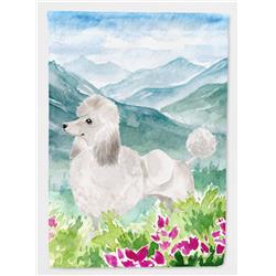 Mountian Flowers White Poodle Flag Canvas House Size