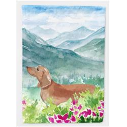 Mountian Flowers Red Dachshund Flag Canvas House Size