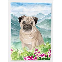 Mountian Flowers Fawn Pug Flag Canvas House Size