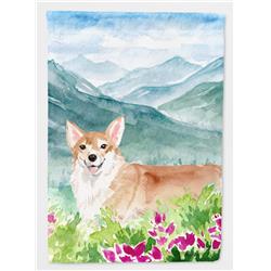 CK1981CHF Mountian Flowers Corgi Flag Canvas House Size