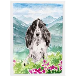 Mountian Flowers Black Parti Cocker Spaniel Flag Canvas House Size