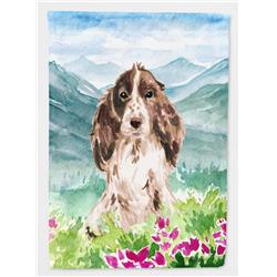 Mountian Flowers Chocolate Parti Cocker Spaniel Flag Canvas House Size