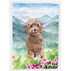 Mountian Flowers Labradoodle Flag Canvas House Size