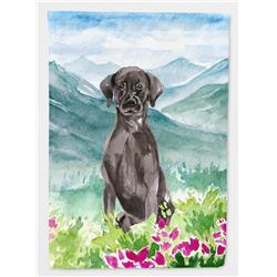 Mountian Flowers Black Lab Flag Canvas House Size