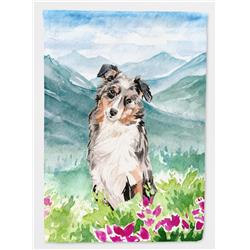 Mountian Flowers Australian Shepherd Flag Canvas House Size