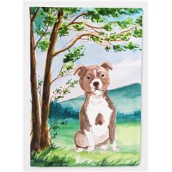 Under the Tree Red Staffie Flag Canvas House Size