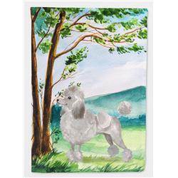 Under the Tree Silver Poodle Flag Canvas House Size