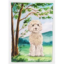 CK2019CHF Under the Tree Goldendoodle Flag Canvas House Size