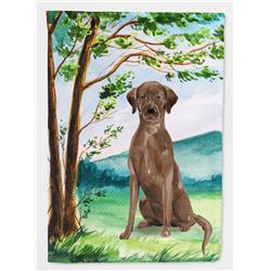 CK2021CHF Under the Tree Chocolate Labrador Flag Canvas House Size
